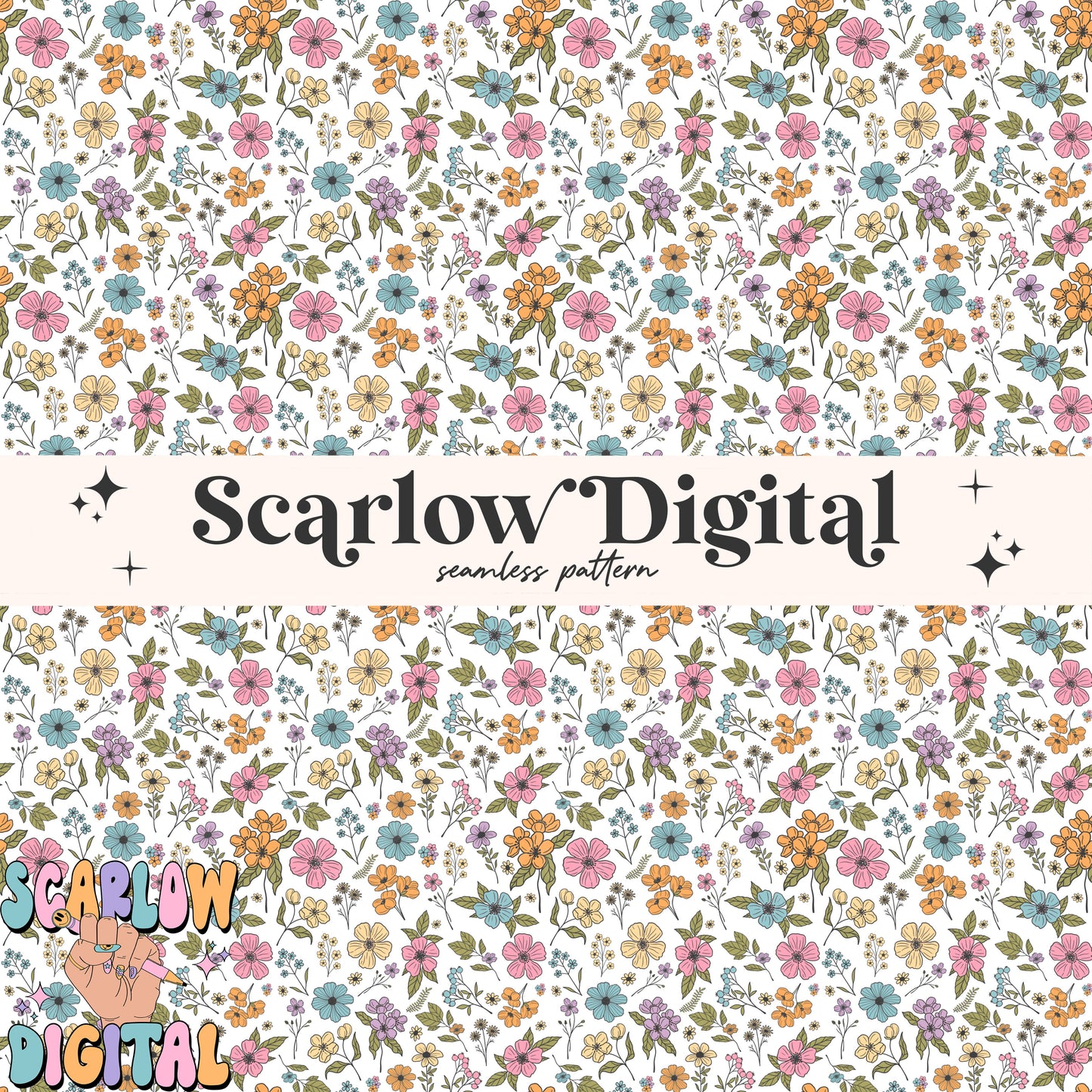 Floral Seamless Pattern Digital Design Download, flowers seamless, trendy digital prints, spring prints, floral digital paper, girl seamless