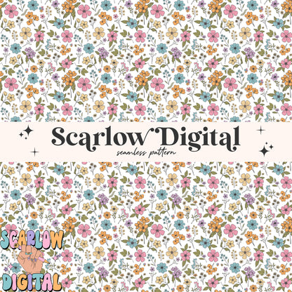 Floral Seamless Pattern Digital Design Download, flowers seamless, trendy digital prints, spring prints, floral digital paper, girl seamless