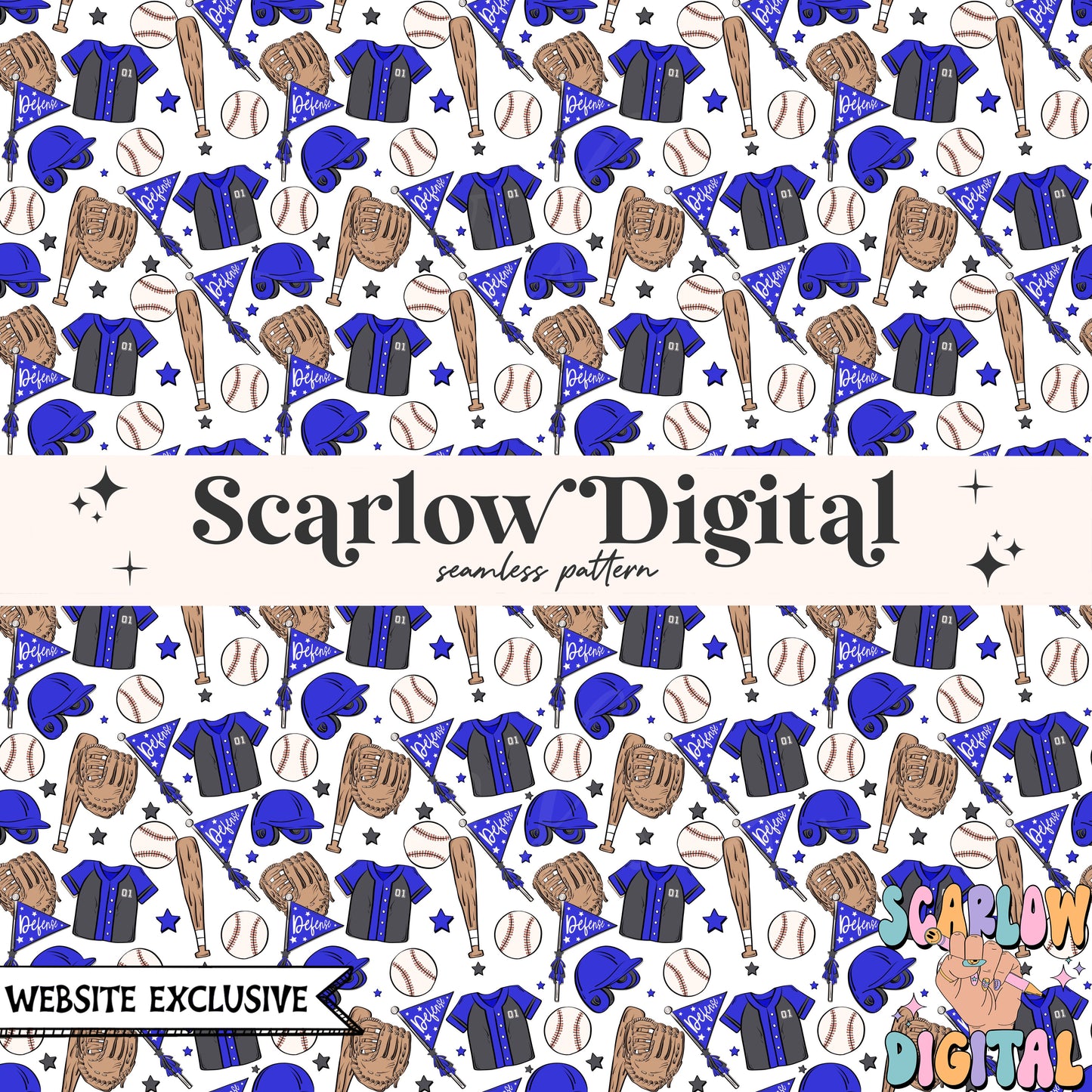 Website Exclusive: Baseball Team Colors Seamless Pattern Digital Design Download