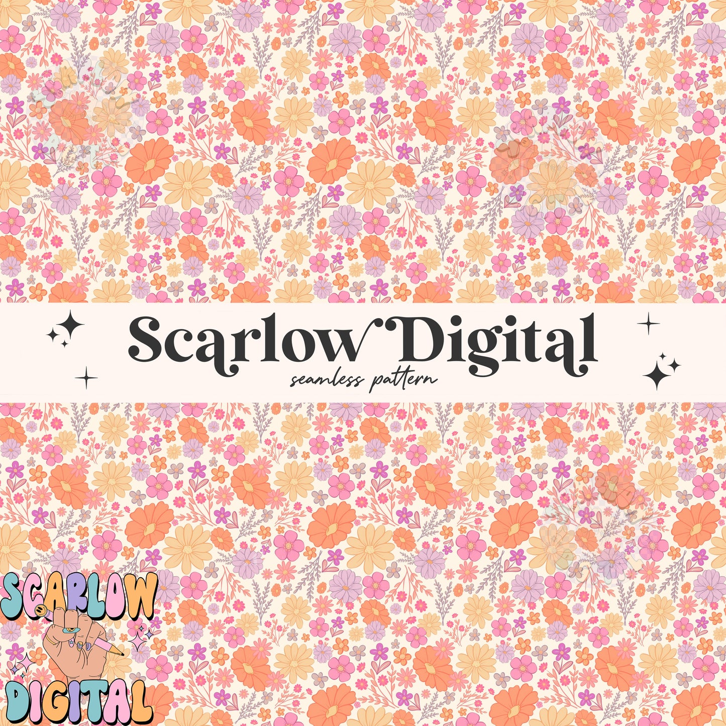 Flowers Seamless Pattern Digital Design Download, floral seamless prints, trendy digital paper, summer flowers seamless pattern, girl design