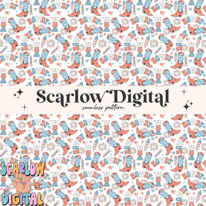 Howdy USA Seamless Pattern-Fourth of July Sublimation Digital Design Download-july 4th seamless, western seamless, patriotic seamless files