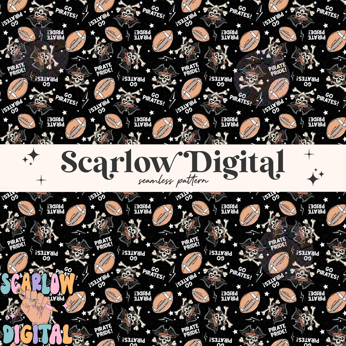 Pirates Seamless Pattern Digital Design Download, Pirates football seamless file, team mascot digital prints, football season seamless