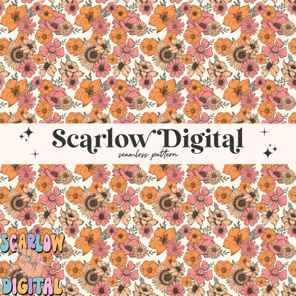 Spring Flowers Seamless Pattern Digital Design Download, floral seamless pattern, vintage style seamless pattern, girly seamless patterns