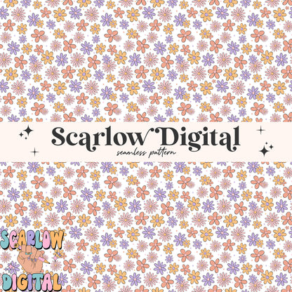 Flowers Seamless Pattern Digital Design Download, trendy seamless paper, floral seamless file, girl digital paper, girl designs, spring png