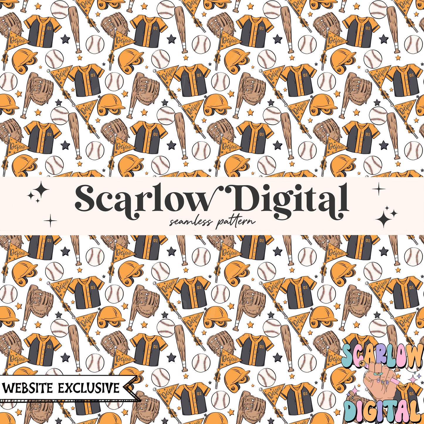 Website Exclusive: Baseball Team Colors Seamless Pattern Digital Design Download