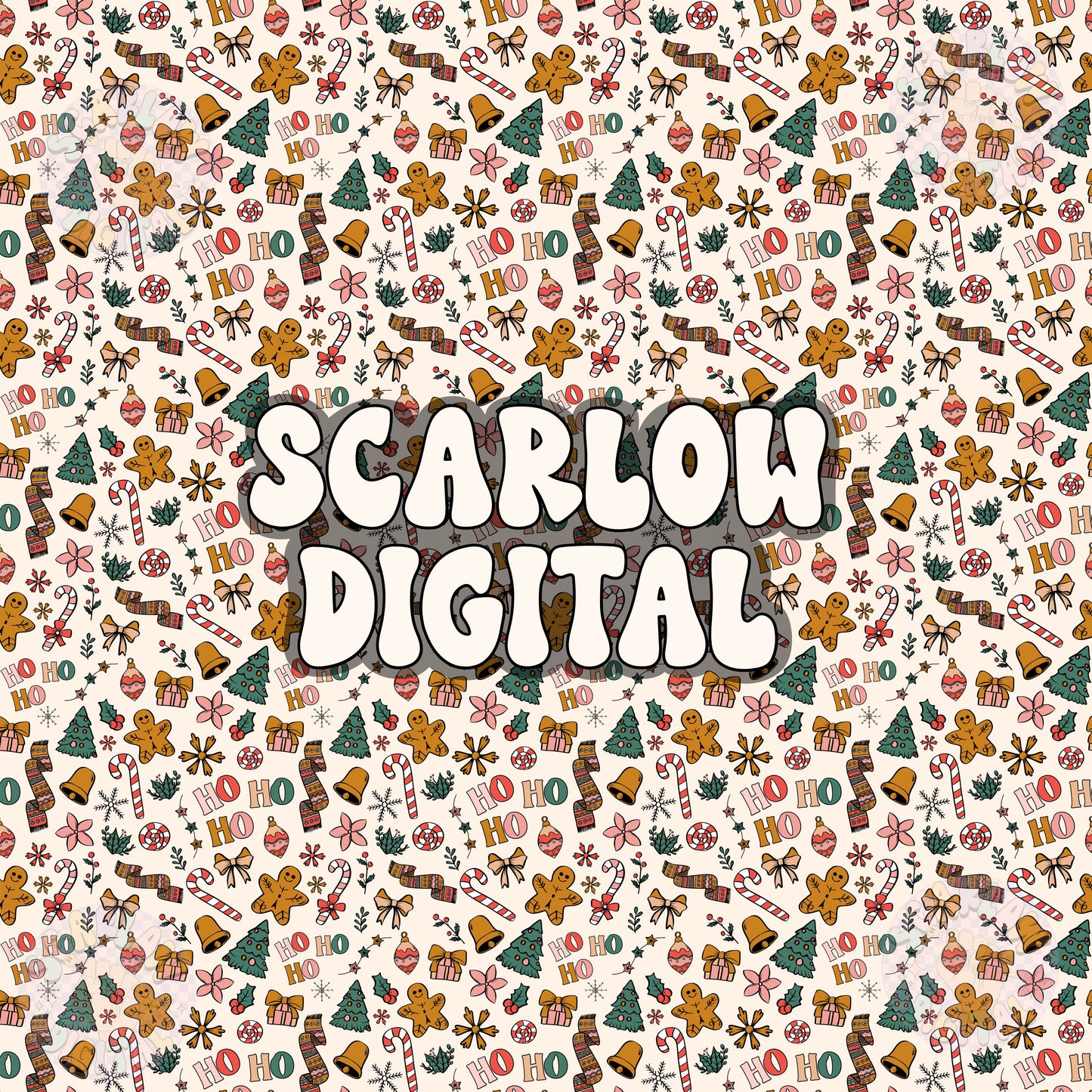 Ho Ho Ho Seamless Pattern Digital Design Download, Christmas seamless pattern, xmas digital paper, tree seamless, gingerbread seamless file