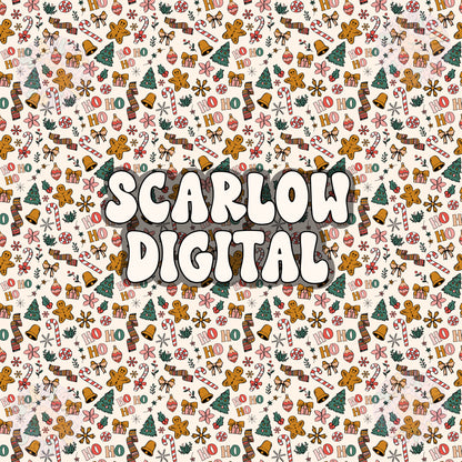 Ho Ho Ho Seamless Pattern Digital Design Download, Christmas seamless pattern, xmas digital paper, tree seamless, gingerbread seamless file