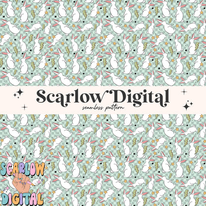 Retro Easter Bunny Seamless Pattern-Easter Sublimation Digital Design Download-checkered easter seamless pattern, boy easter seamless