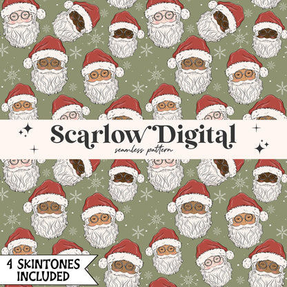 Traditional Santa Claus Seamless Pattern-Christmas Sublimation Digital Design Download-snowflake seamless, traditional christmas seamless