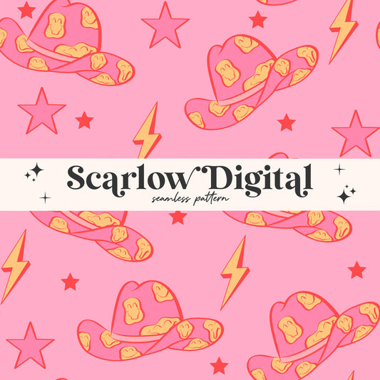 Cowgirl Seamless Pattern-Western Sublimation Digital Design Download-retro seamless file, preppy seamless, popular seamless, trendy seamless