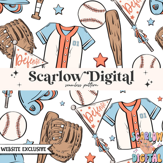 Website Exclusive: Baseball Team Colors Seamless Pattern Digital Design Download