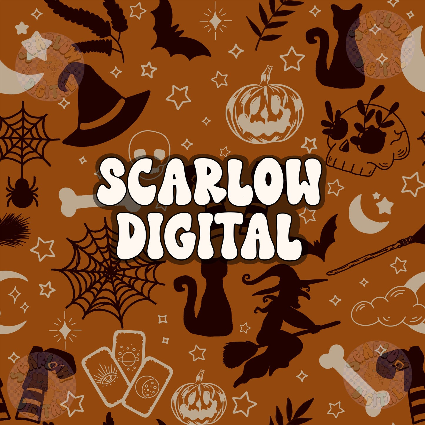 Spooky Seamless Pattern Digital Design Download, Halloween seamless pattern, vintage seamless, tarrot seamless, bats seamless, fall seamless