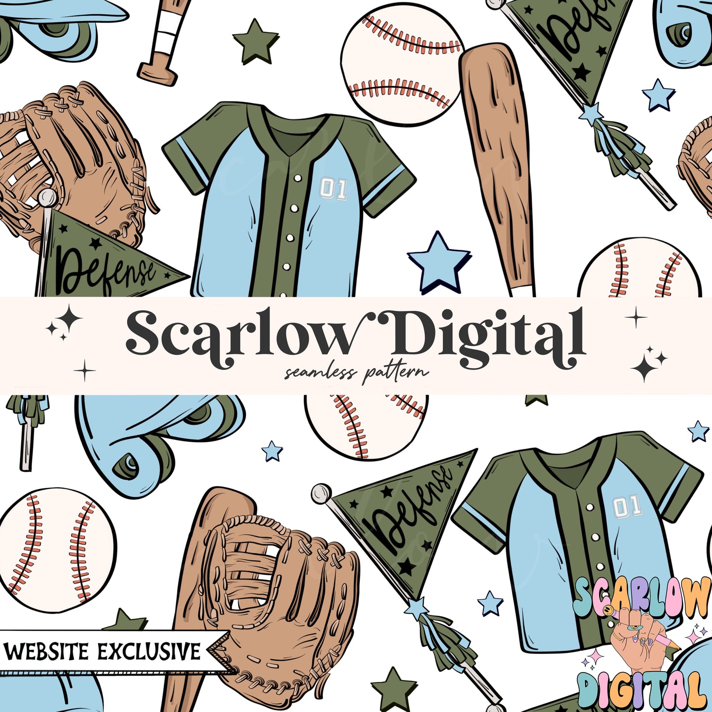 Website Exclusive: Baseball Team Colors Seamless Pattern Digital Design Download