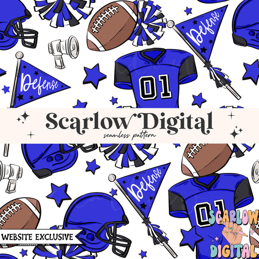 Website Exclusive: Royal Blue and White Football Seamless Pattern Digital Design Download