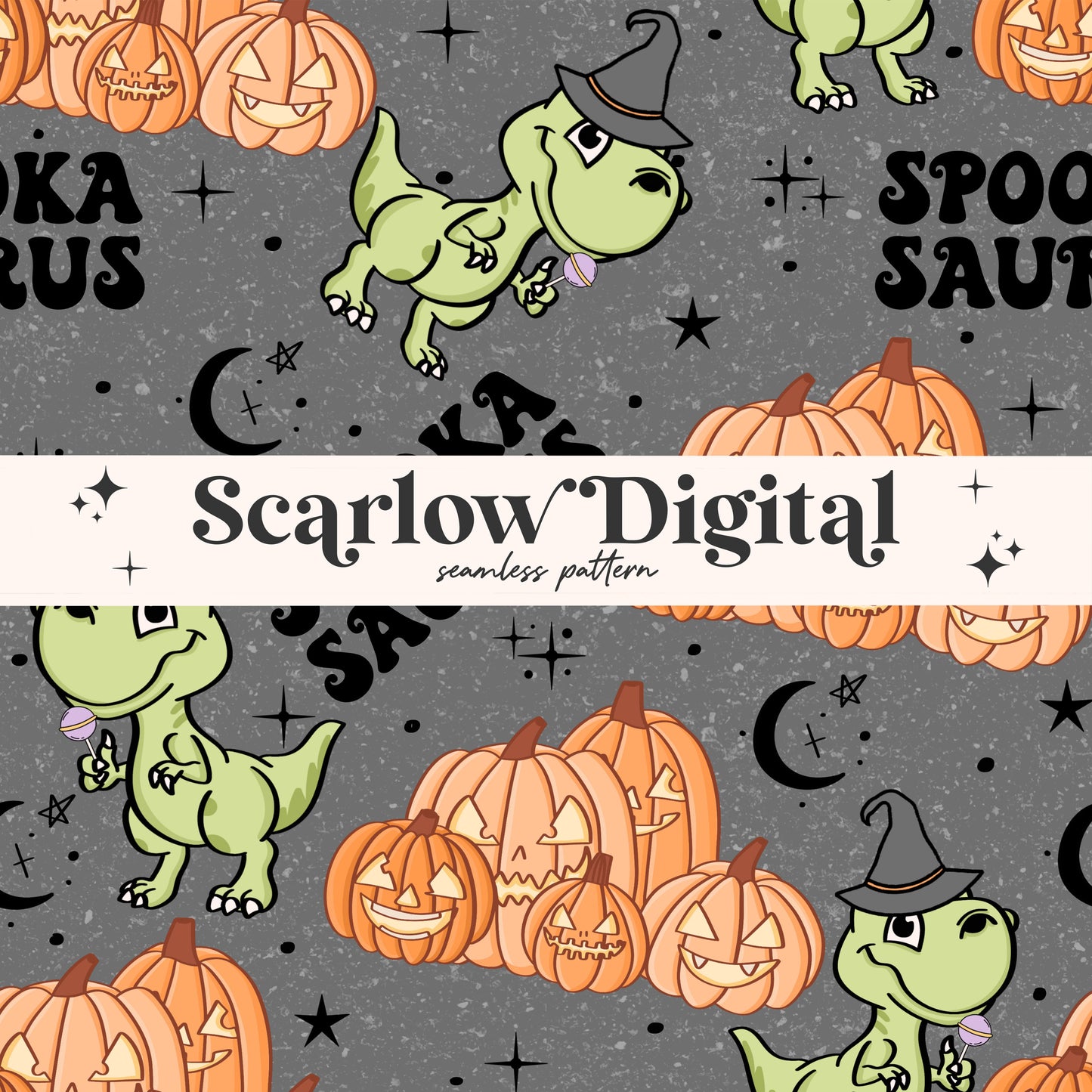 Spookasaurus Seamless Pattern-Halloween Sublimation Digital Design Download-spooky seamless file, boy surface patterns, dinos seamless files