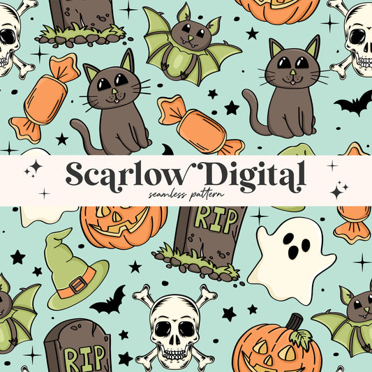 Spooky Seamless Pattern-Halloween Sublimation Digital Design Download-halloween repeating patterns, kids seamless, boy halloween seamless