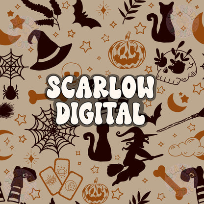 Spooky Seamless Pattern Digital Design Download, Halloween seamless pattern, vintage seamless, tarrot seamless, bats seamless, fall seamless