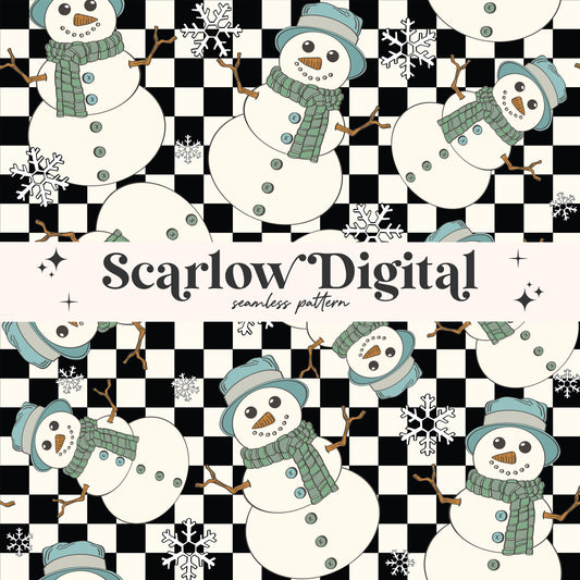 Snowman Seamless Pattern-Winter Sublimation Digital Design Download-christmas seamless, boy seamless, snowflake seamless, winter designs