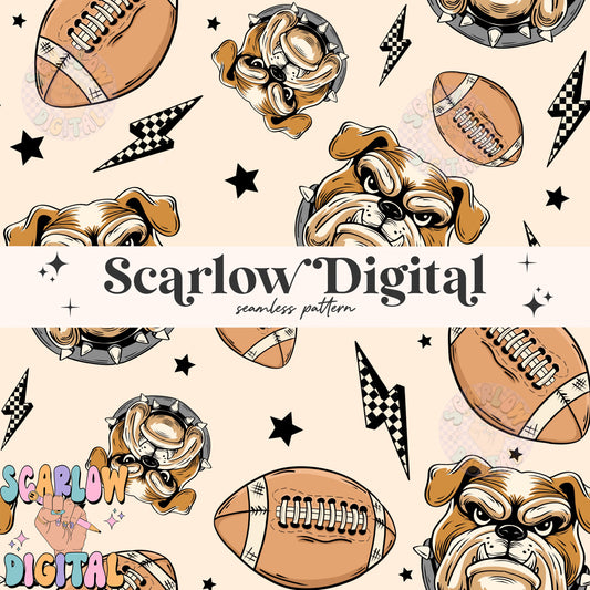 Bulldogs Seamless Pattern Digital Design Download, bulldogs football seamless file, team mascot digital prints, football season seamless