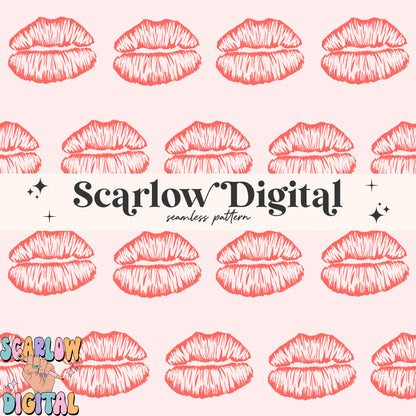 Kisses Seamless Pattern-Valentine's Day Sublimation Digital Design Download-xoxo seamless pattern, lips seamless pattern, boy seamless file