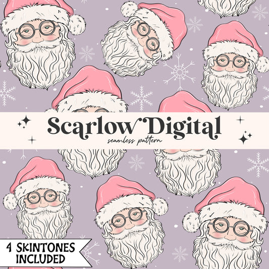Santa Claus Seamless Pattern-Christmas Sublimation Digital Design Download-snowflake seamless, vintage christmas seamless, preppy seamless
