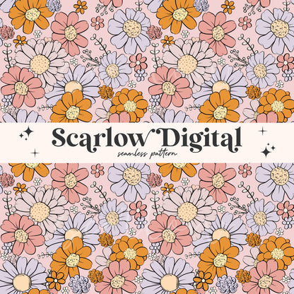 Floral Seamless Pattern Sublimation Digital Design Download, flowers seamless pattern, girl surface pattern, colorful seamless, fun seamless