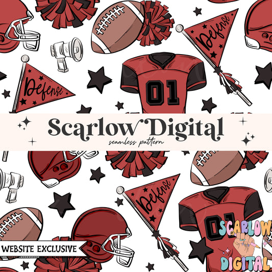 Website Exclusive: Maroon and Black Football Seamless Pattern Digital Design Download