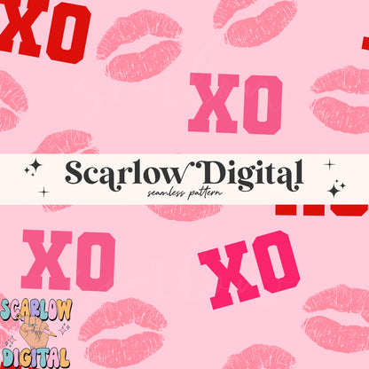 XoXo Seamless Pattern-Valentine's Day Sublimation Digital Design Download-kisses seamless file, vday designs, hearts seamless file designs