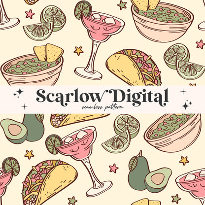 Mexican Food Seamless Pattern-Adult Sublimation Digital Design Download-adult seamless files, margarita seamless file, avocado seamless file