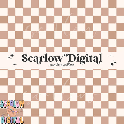 Brown Checkers Seamless Pattern Sublimation Digital Design Download-checkers digital paper, retro seamless pattern, simple seamless pattern