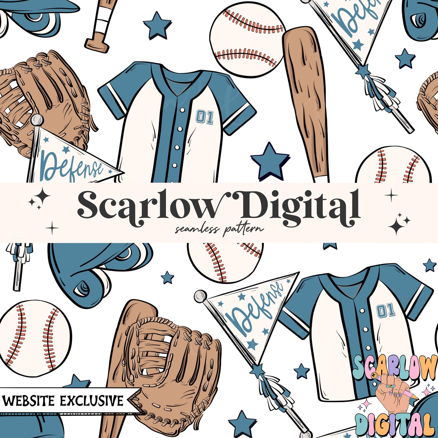 Website Exclusive: Baseball Team Colors Seamless Pattern Digital Design Download