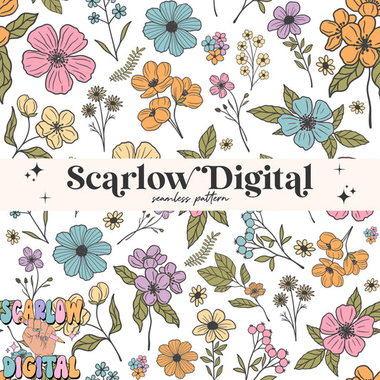 Floral Seamless Pattern Digital Design Download, flowers seamless, trendy digital prints, spring prints, floral digital paper, girl seamless