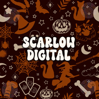 Spooky Seamless Pattern Digital Design Download, Halloween seamless pattern, vintage seamless, tarrot seamless, bats seamless, fall seamless