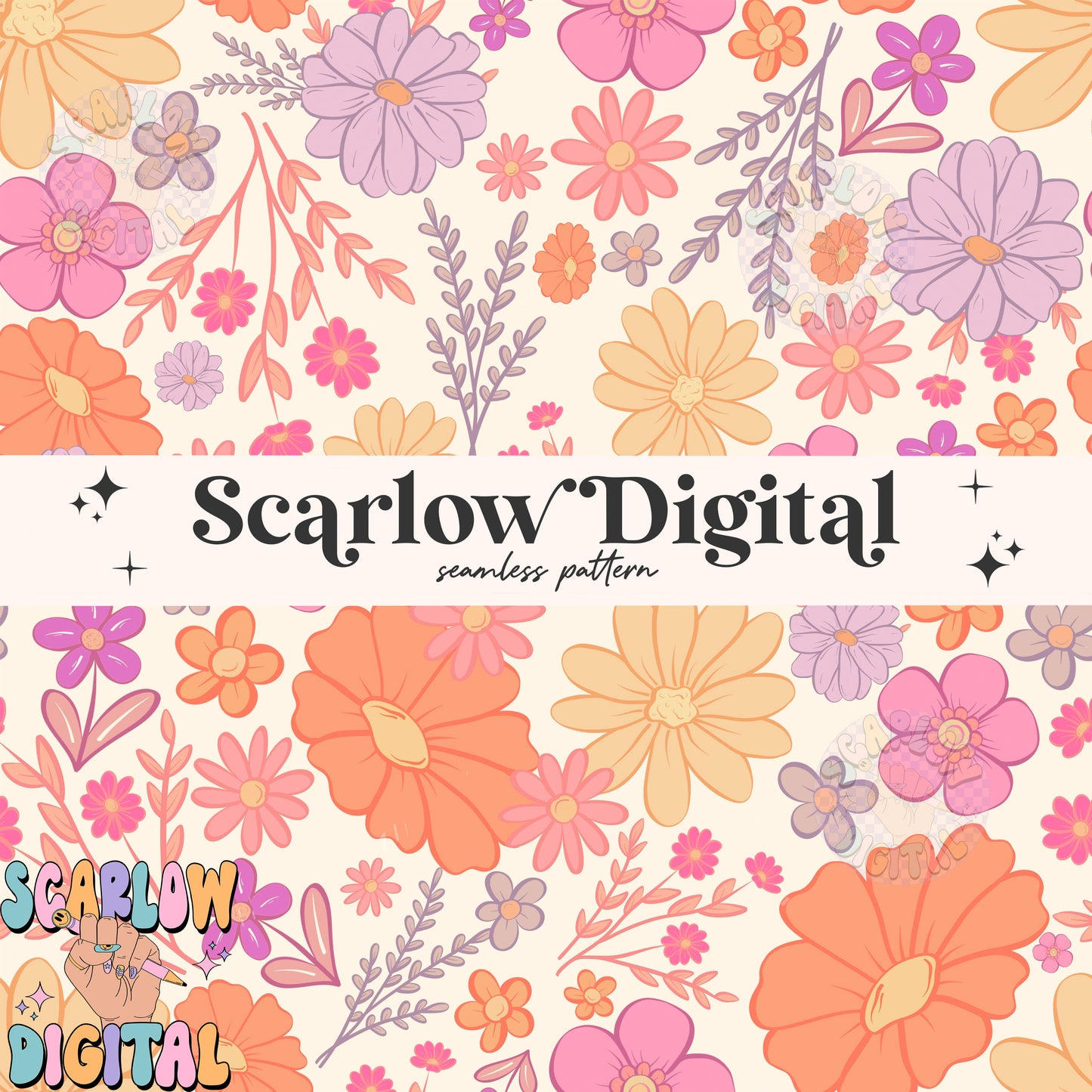 Flowers Seamless Pattern Digital Design Download, floral seamless prints, trendy digital paper, summer flowers seamless pattern, girl design