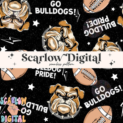 Bulldogs Seamless Pattern Digital Design Download, bulldogs football seamless file, team mascot digital prints, football season seamless