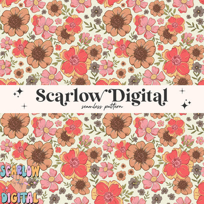 Floral Seamless Pattern Digital Design Download-flowers seamless pattern, little girl seamless file, boho seamless pattern, spring seamless
