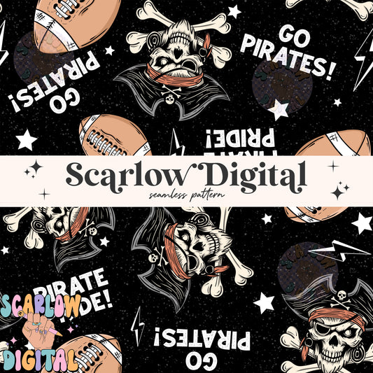 Pirates Seamless Pattern Digital Design Download, Pirates football seamless file, team mascot digital prints, football season seamless