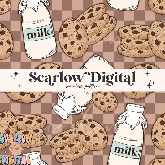 Milk and Cookies Seamless Pattern-Christmas Sublimation Digital Design Download-retro christmas seamless, santa claus seamless pattern
