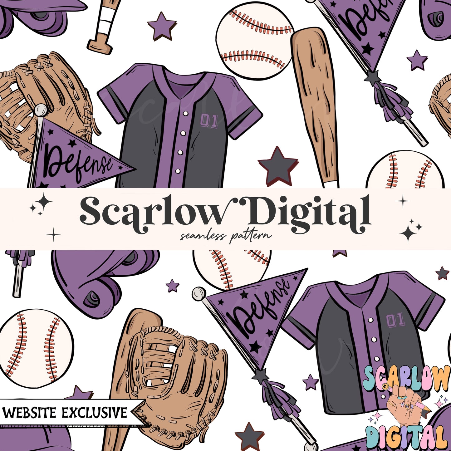 Website Exclusive: Baseball Team Colors Seamless Pattern Digital Design Download