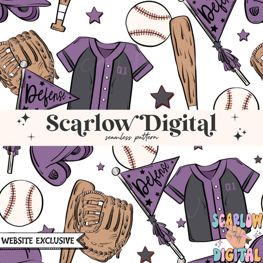 Website Exclusive: Baseball Team Colors Seamless Pattern Digital Design Download