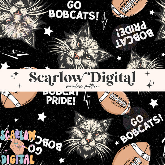 Bobcats Seamless Pattern Digital Design Download, bobcats football seamless file, team mascot digital prints, football season seamless print