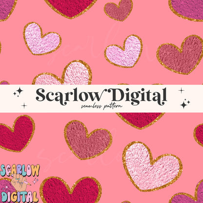 Faux Chenille Hearts Seamless Pattern-Valentine's Day Sublimation Digital Design Download-hearts seamless pattern, girly valentines seamless