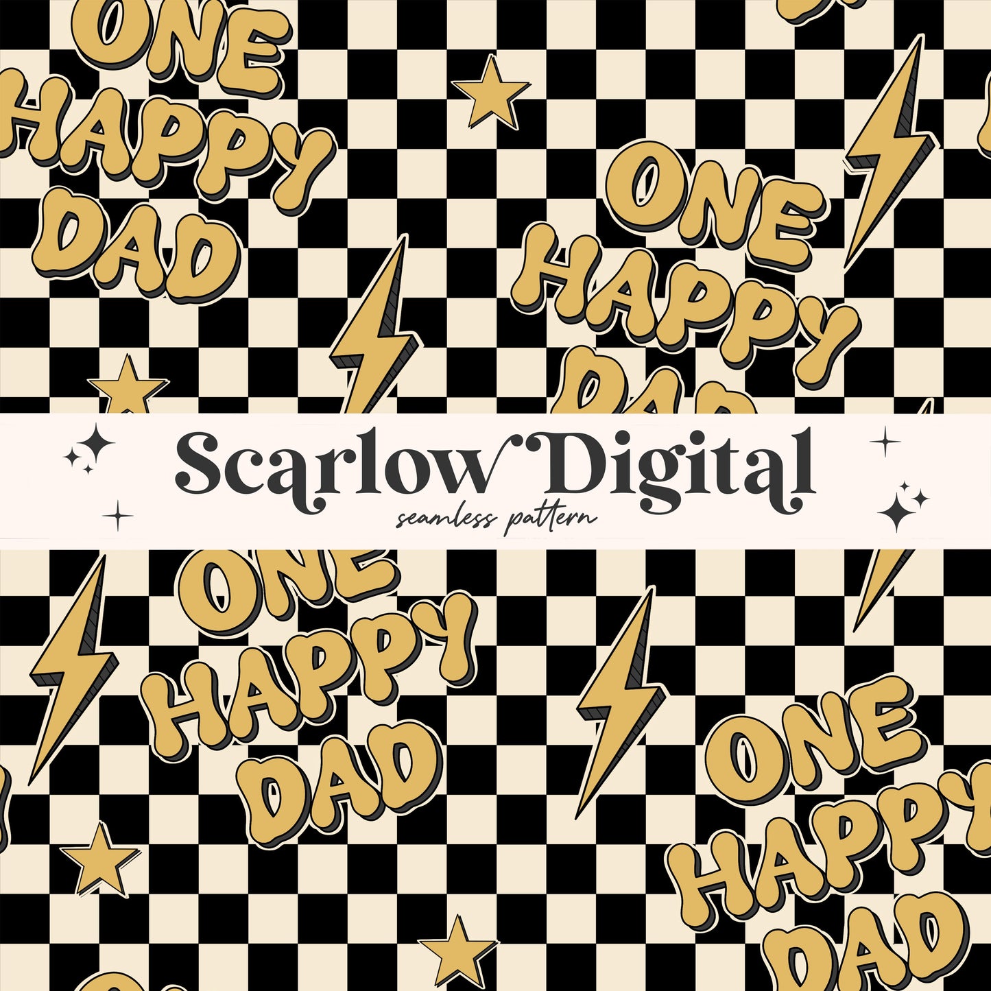 One Happy Dad Seamless Pattern Sublimation Digital Design Download, checkered seamless file, retro sublimation, adult seamless patterns