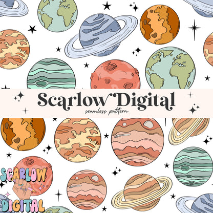 Planets Seamless Pattern Digital Design Download, solar system seamless pattern, outer space seamless pattern, kids seamless, boy seamless