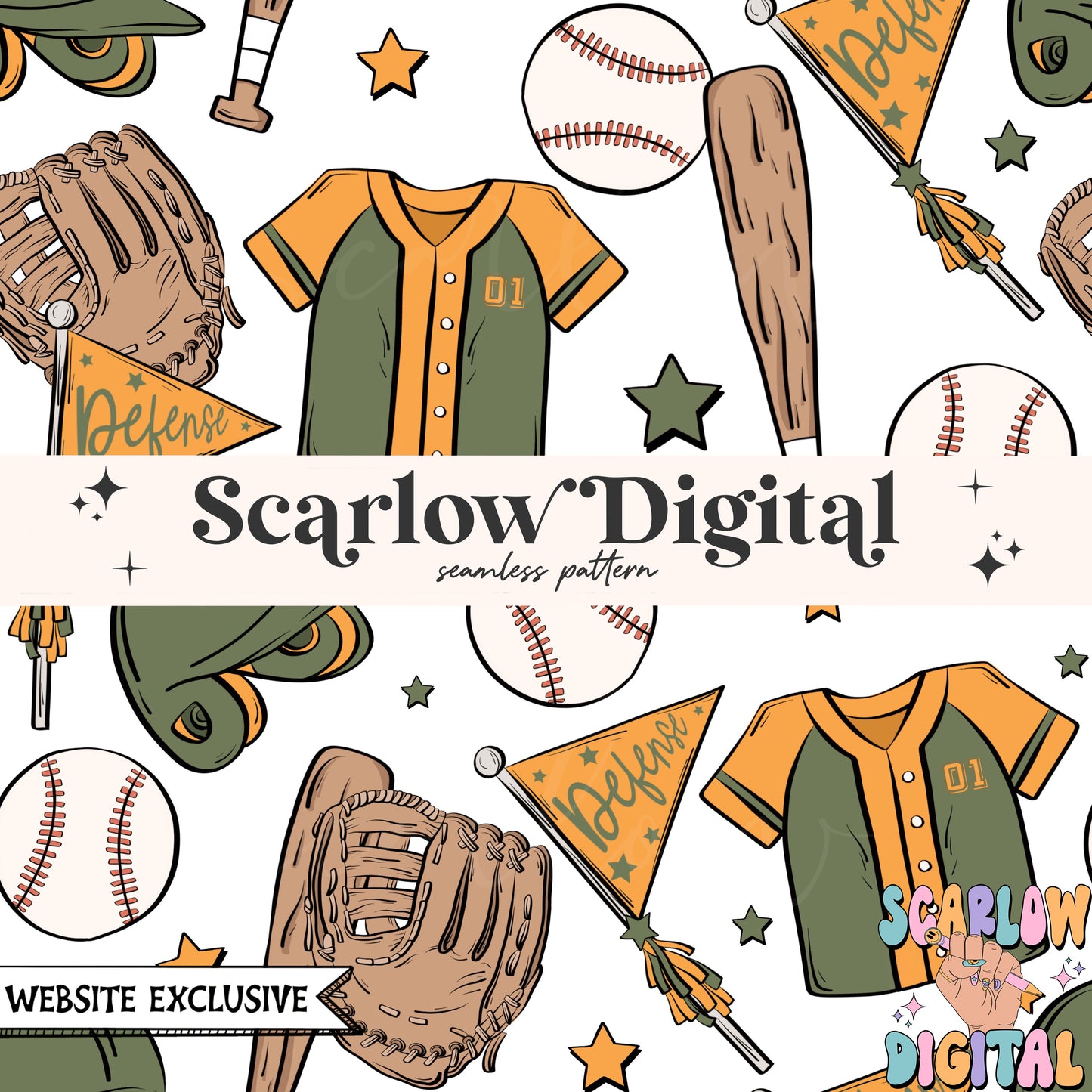 Website Exclusive: Baseball Team Colors Seamless Pattern Digital Design Download