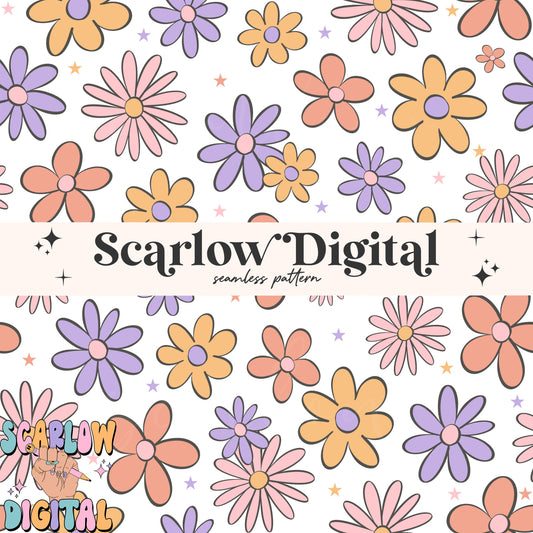 Flowers Seamless Pattern Digital Design Download, trendy seamless paper, floral seamless file, girl digital paper, girl designs, spring png