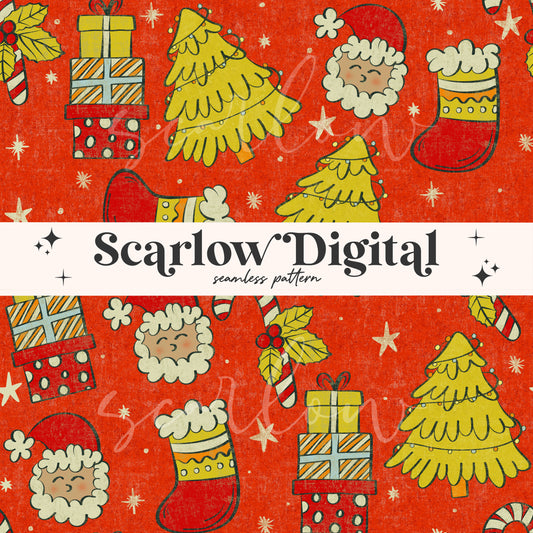 Vintage Christmas Seamless Pattern Sublimation Digital Design Download, christmas tree seamless, traditional christmas seamless pattern