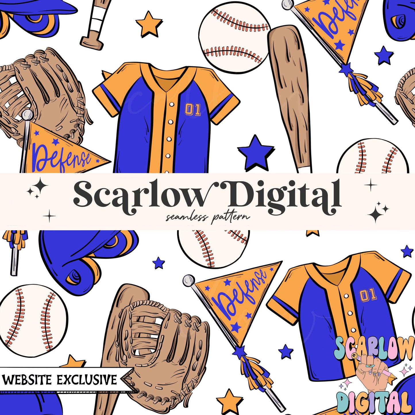 Website Exclusive: Baseball Team Colors Seamless Pattern Digital Design Download