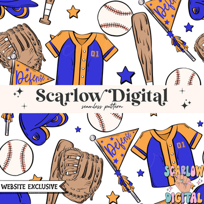 Website Exclusive: Baseball Team Colors Seamless Pattern Digital Design Download