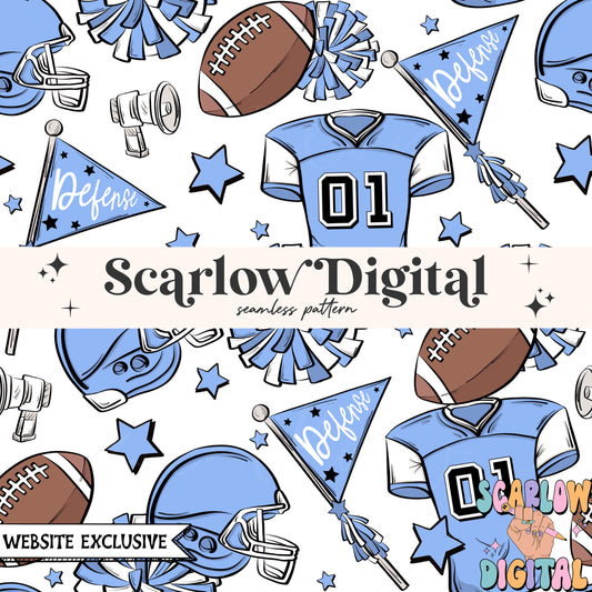 Website Exclusive: Blue and White Football Seamless Pattern Digital Design Download